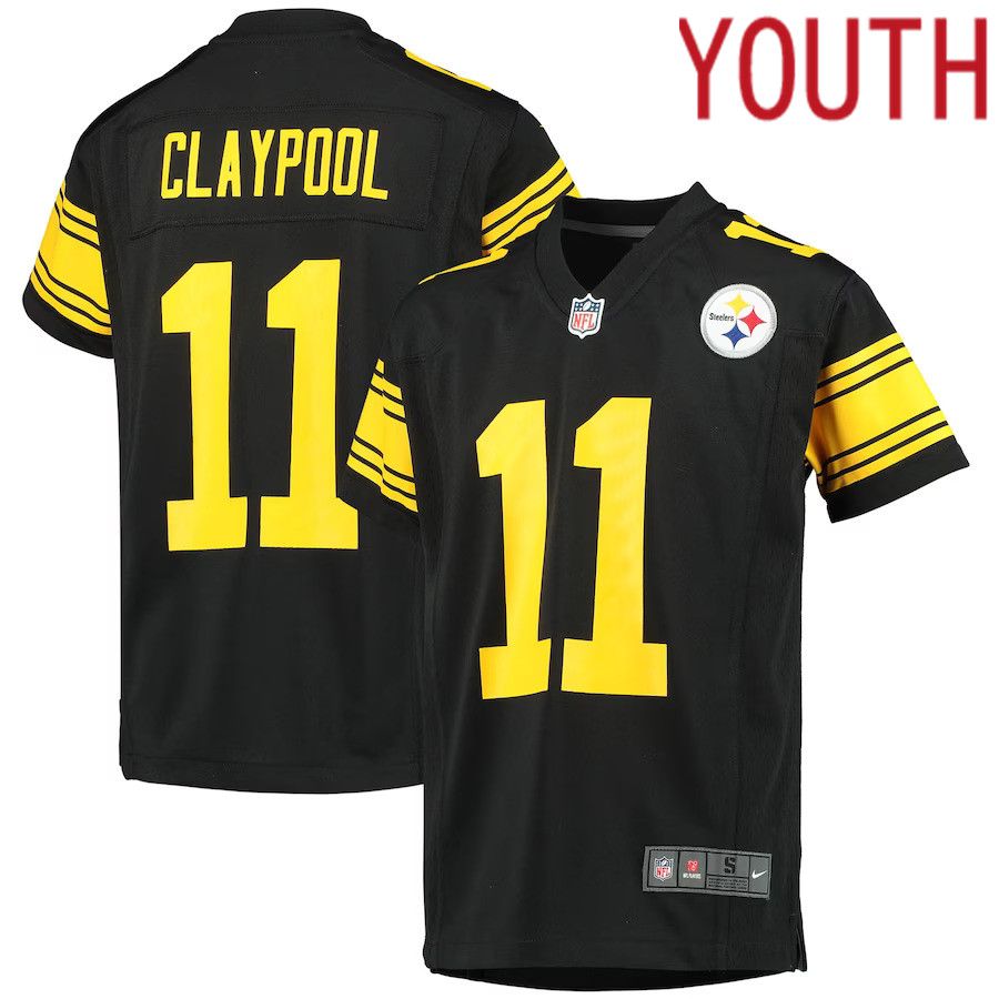 Youth Pittsburgh Steelers #11 Chase Claypool Nike Black Alternate Player Game NFL Jersey->youth nfl jersey->Youth Jersey